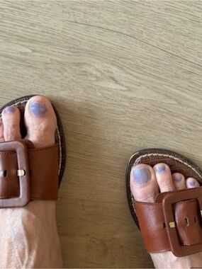Sam Edelman Cognac Leather Slide Sandals